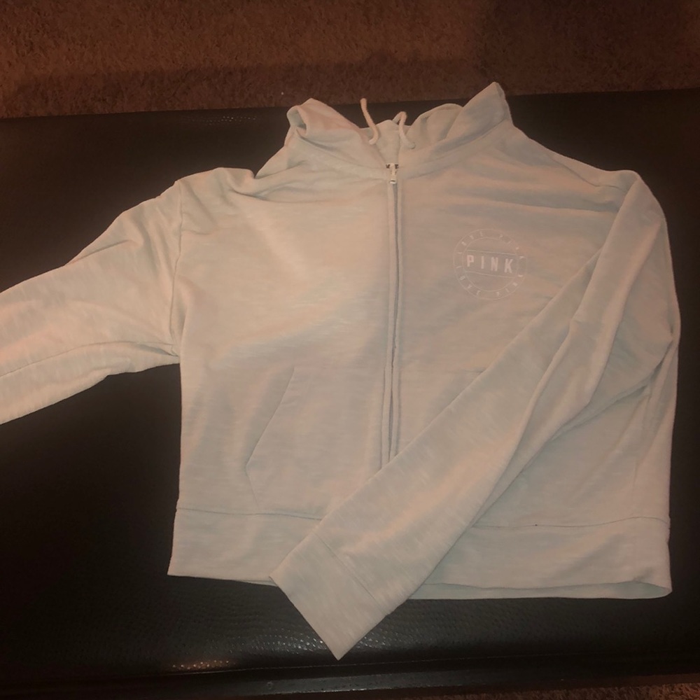 MINT GREEN/BLUE PINK CROPPED HOODIE